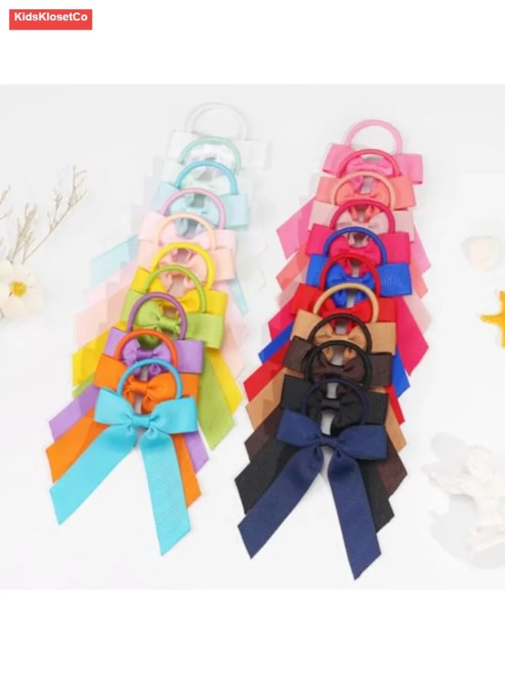 40 Pack Ponytail Hair Bows with Scrunchie - Classic Bow Pattern - Lightweight